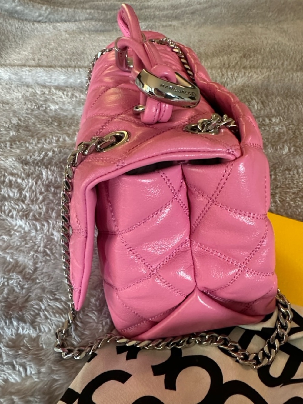 Authentic Marc Jacobs The Quilted Dual Convertible Shoulder Bag Bow Pink - Picture 4 of 16